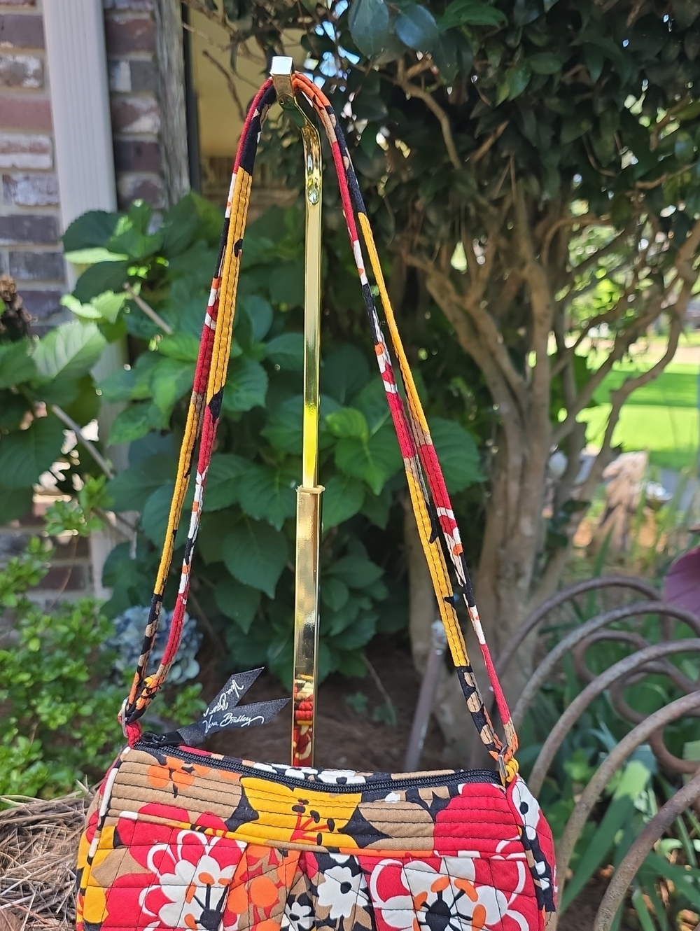 Vera Bradley Quilted Mini Shoulder Bag / Crossbody Small Red Orange Yellow - Picture 2 of 7